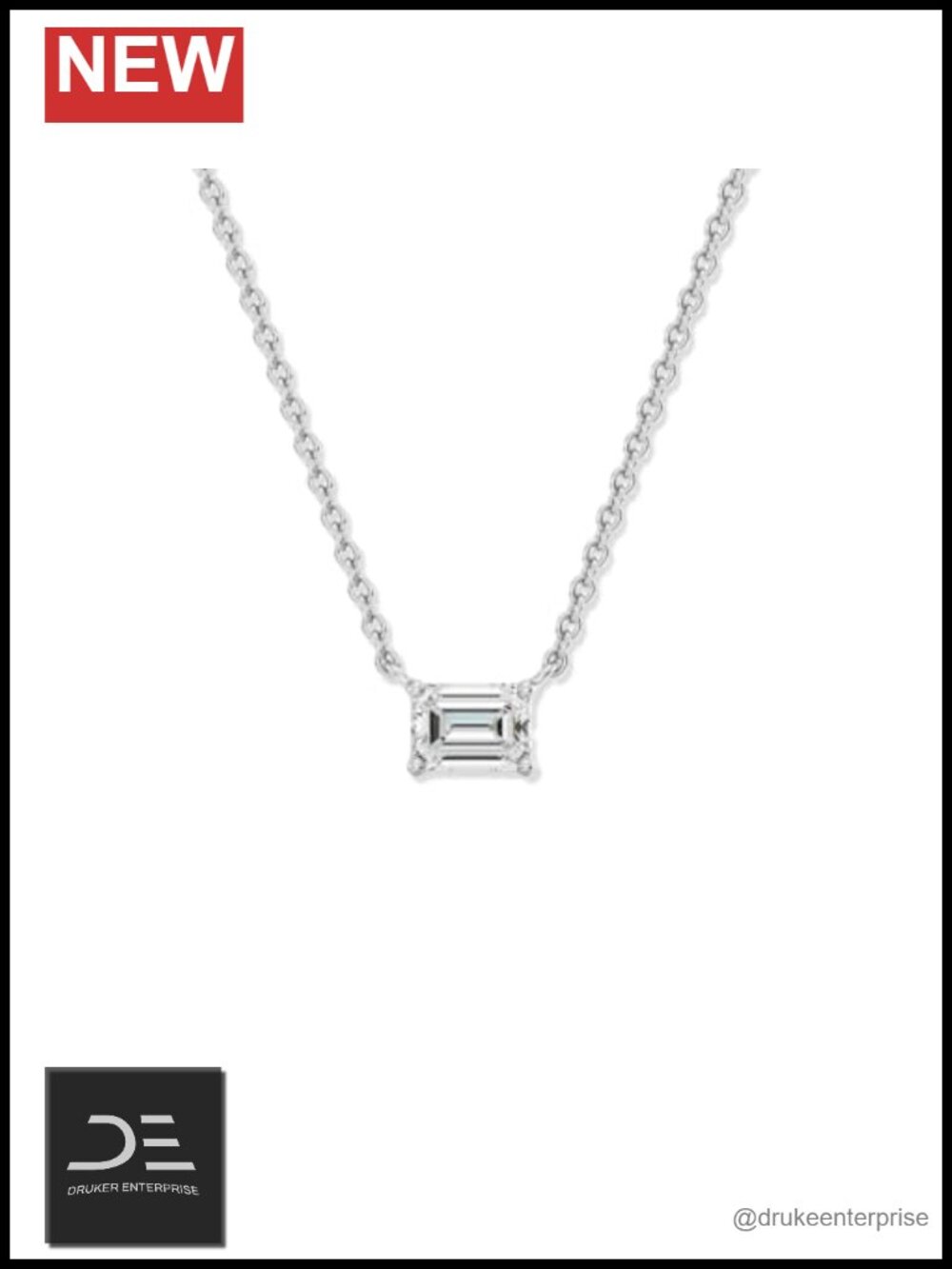 Lab-Grown Diamond Pendant Necklace, Solid Sterling Silver, 18" Chain